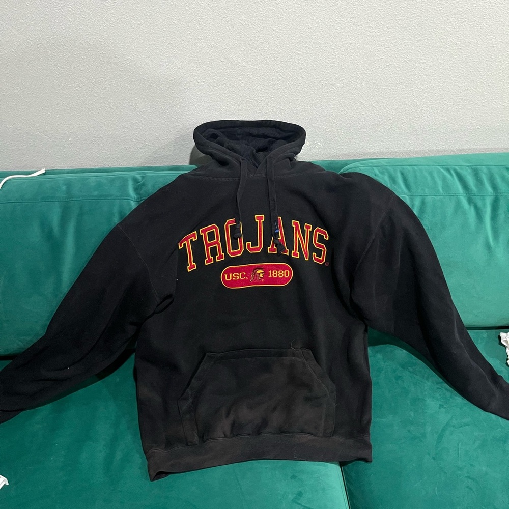 USC Trojan Soft Outside and Thermal inside hoodie 
BLEACH STAIN ON POCKET